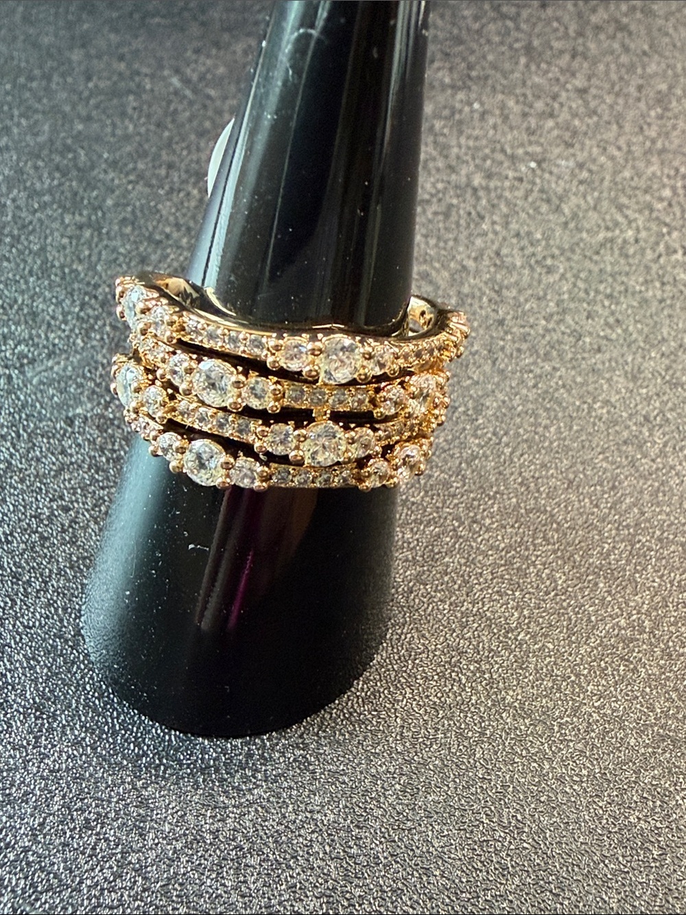 Gold Multi-Row CZ Pavé Statement Ring - Gold
